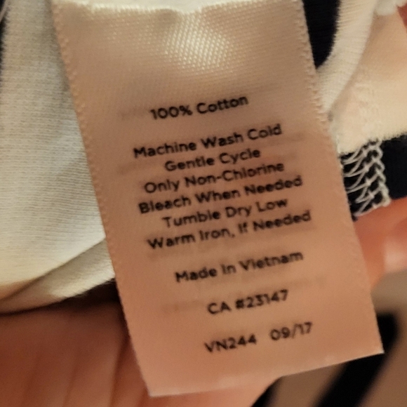 Talbots Navy Blue White Striped Nautical Bell Sleeve Back Zipper Top Size 2XL - Picture 5 of 5